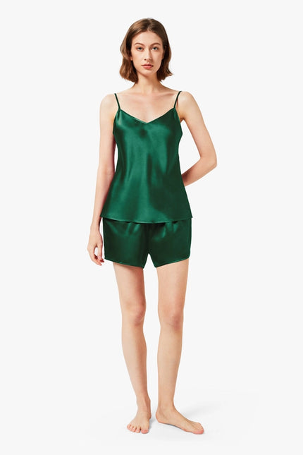 Sweet Silk Camisole Set Emerald Green-Sets-MommeSilk-Urbanheer