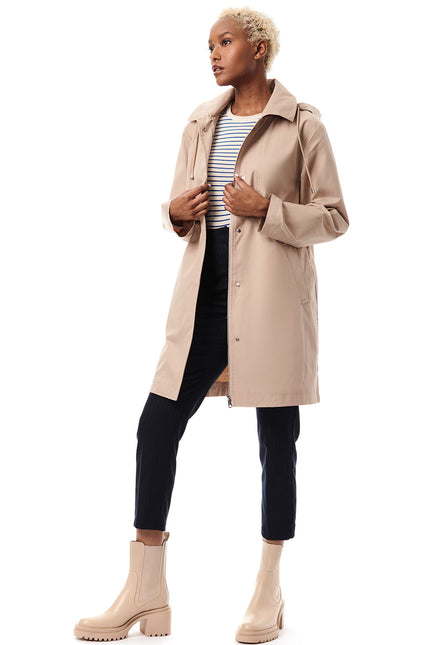 Technical Hooded Women Raincoat - Ash-Clothing - Women-Bernardo-Ash-M-Urbanheer