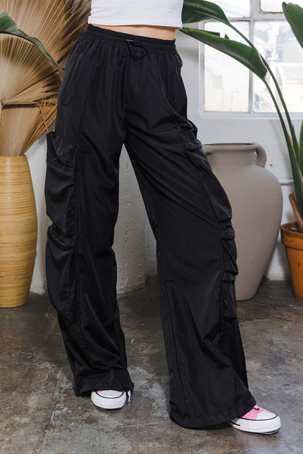 Active Cargo Pants with Adjustable String Black-Pants-LABIJOU-S-Urbanheer