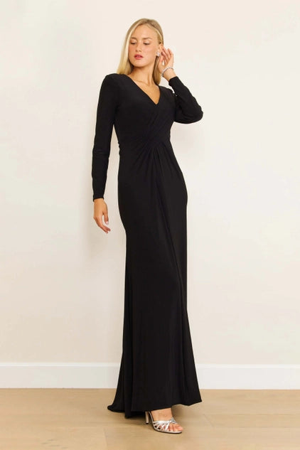 Dylan & Davids Long Formal Stretch Evening Long Sleeve Dress-Dylan & Davids-Black-L-Urbanheer