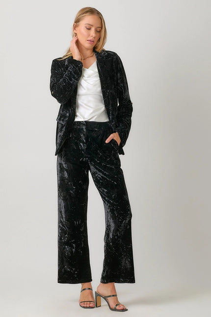 Rolled Sleeve Velvet Blazer Black