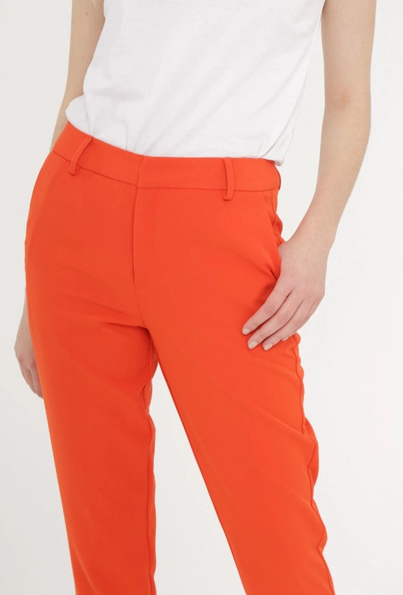 High Waist Cigarette Pants Orange-Pants-Attentif Paris-Urbanheer