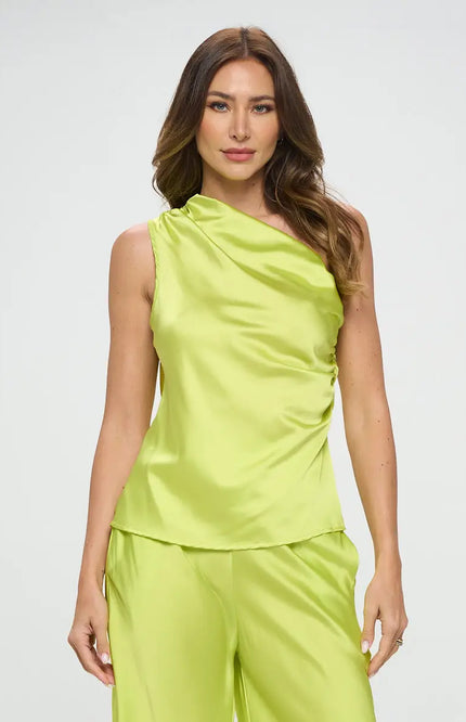 Silky Stretch Satin One Shoulder Ruched To-Renee C.-Urbanheer