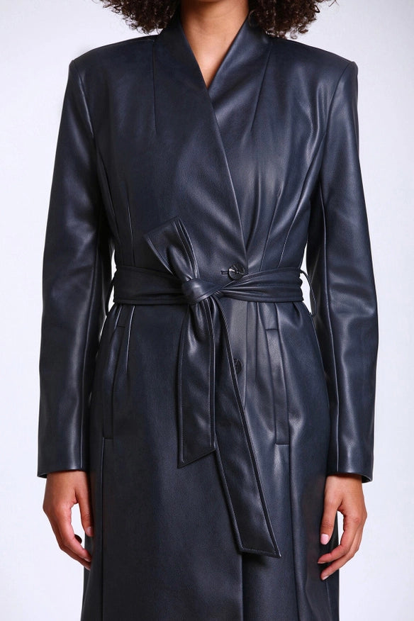 Faux-Ever Leather™ Overlap Collar Coat-COAT-Avec Les Filles-XS-Urbanheer