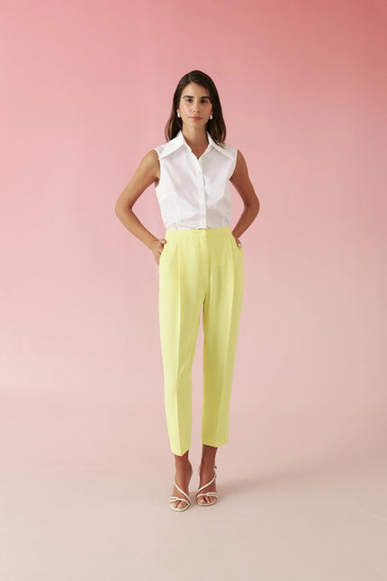 Trousers Knitted Fabric Yellow-Trousers-Roman-Urbanheer