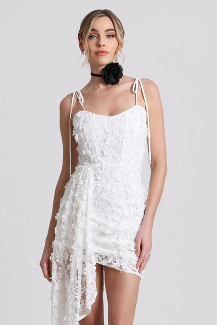 Lace Waterfall Hem Mini Dress-dress-Avec Les Filles-Urbanheer