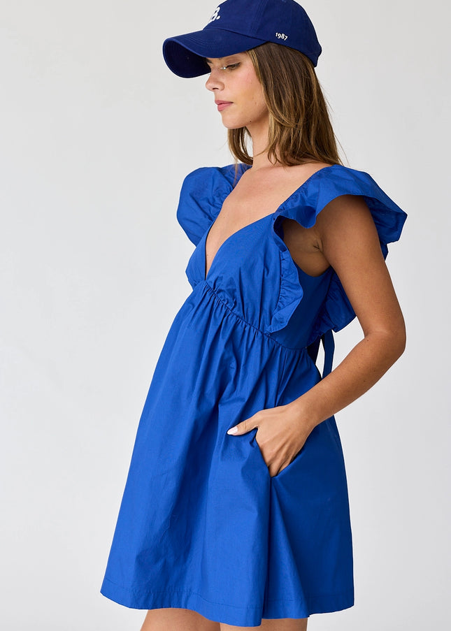 Audrey Tie-Back Ruffle Mini Dress