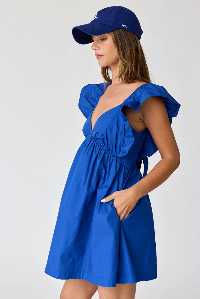 Audrey Tie-Back Ruffle Mini Dress