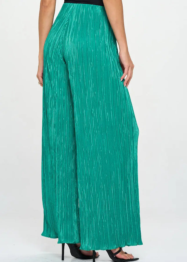 Vibrant Plisse Lined Straight Pants-Renee C.-Urbanheer