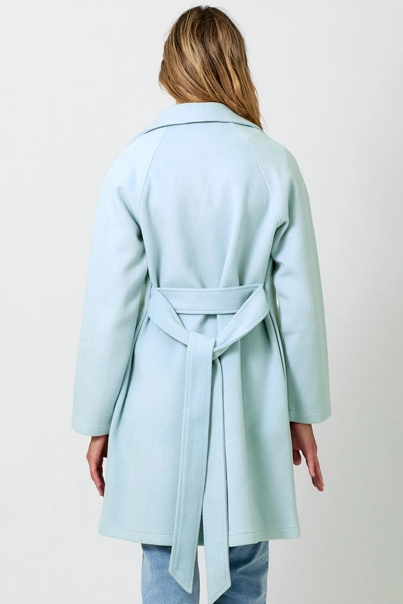 Lapel Collar Robe Coat  Blue Breeze