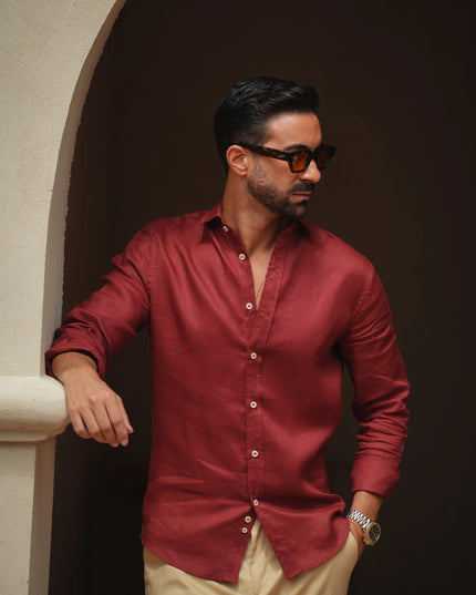 Linen Brick Fresh Men Shirt-Clothing - Men-Donato-Urbanheer