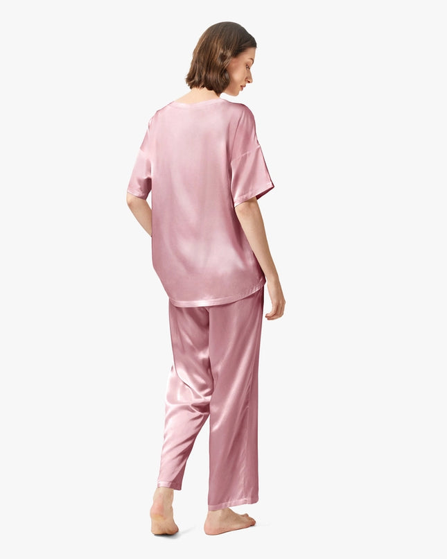 Sunday Morning Silk Pajamas Rosy Pink-Pajamas-MommeSilk-Urbanheer