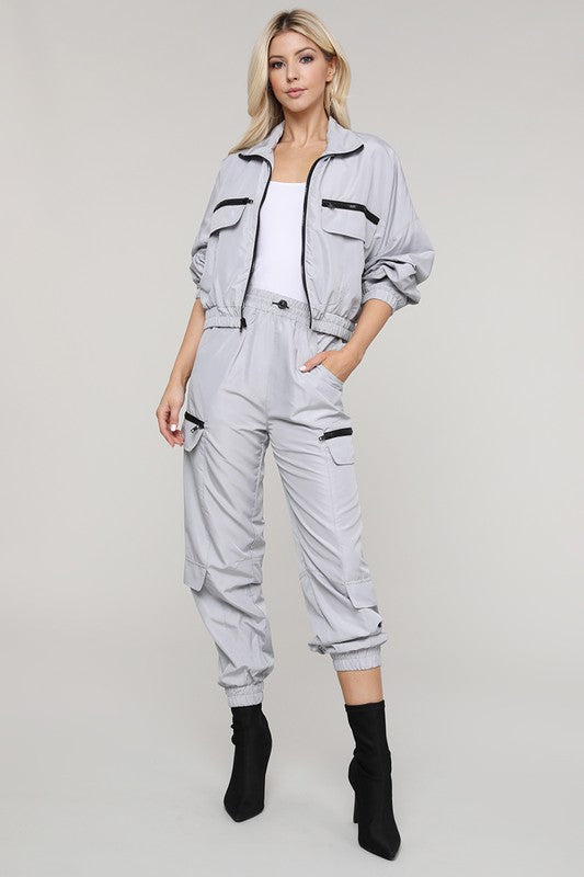 Set - Zip-Up Windbreaker Jacket with Active Jogger Pant-Sets-LABIJOU-S-Urbanheer