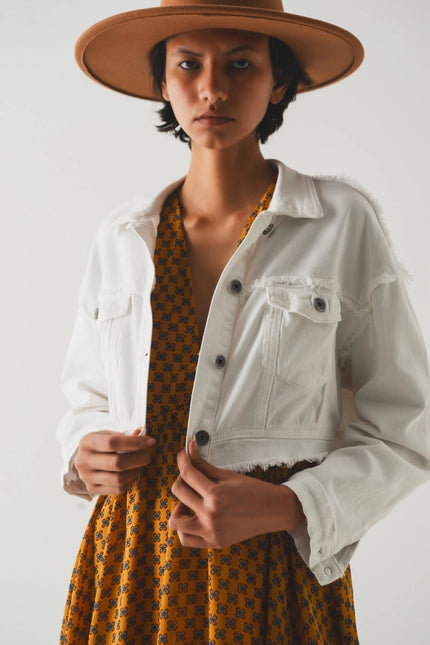 Cropped Denim Trucker Jacket in White-Shacket-Q2-White-M-Urbanheer