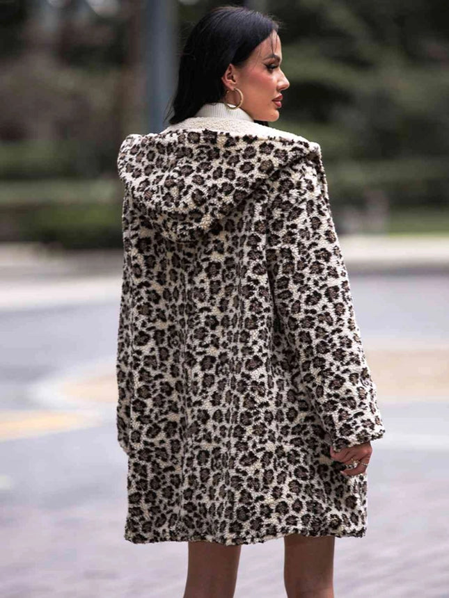 Leopard Hooded Coat With Pockets-COAT-Blak Wardrob-Urbanheer