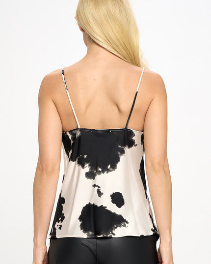 Western Cow Print Silky Satin Tank Top-Renee C.-Urbanheer