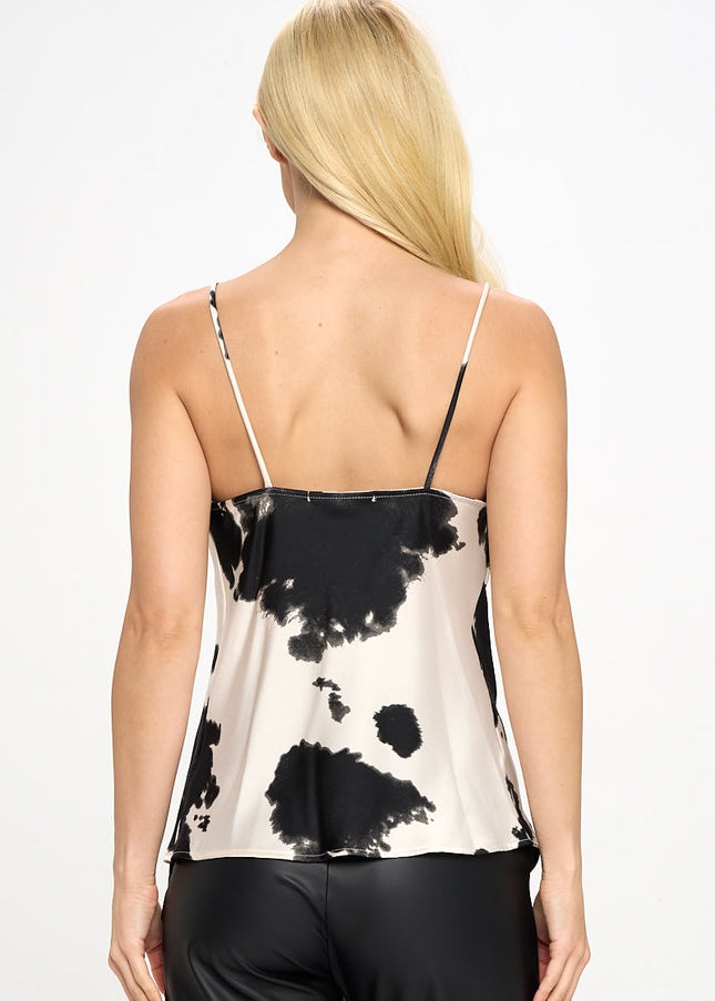 Western Cow Print Silky Satin Tank Top-Renee C.-Urbanheer