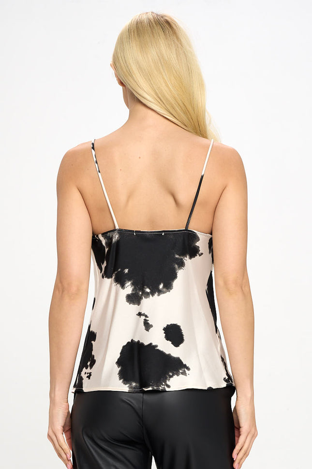 Western Cow Print Silky Satin Tank Top-Renee C.-Urbanheer