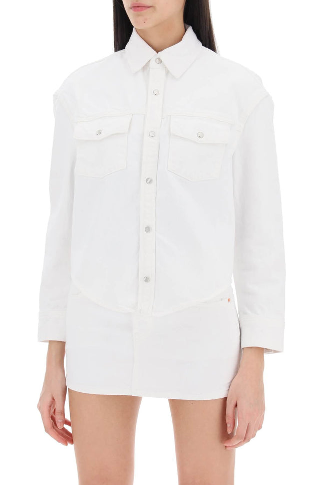 boxy denim overshirt - White