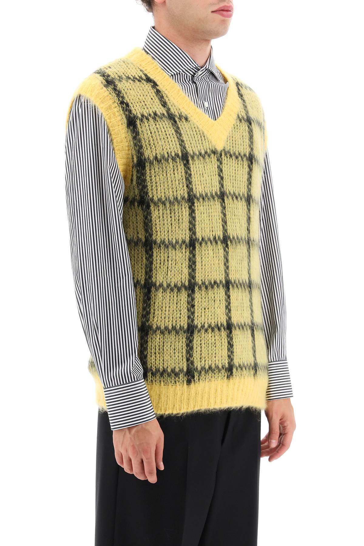 Brushed-Mohair Vest With Check Motif