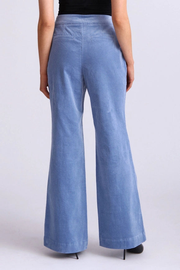 Stretch Corduroy Flare Trouser Mineral Blue-TROUSERS-Avec Les Filles-Urbanheer