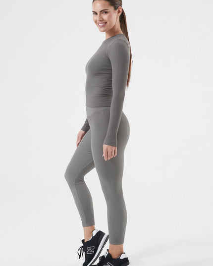 Rib Seamless Longsleeve Slate-Long Sleeve Tops-Nux Active-Urbanheer