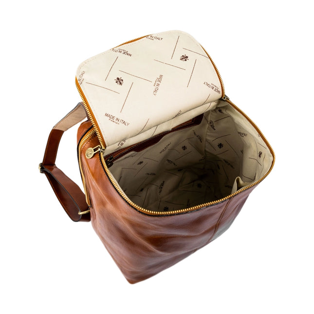 Brown Leather Backpack For Women - A Bend in the River Cognac