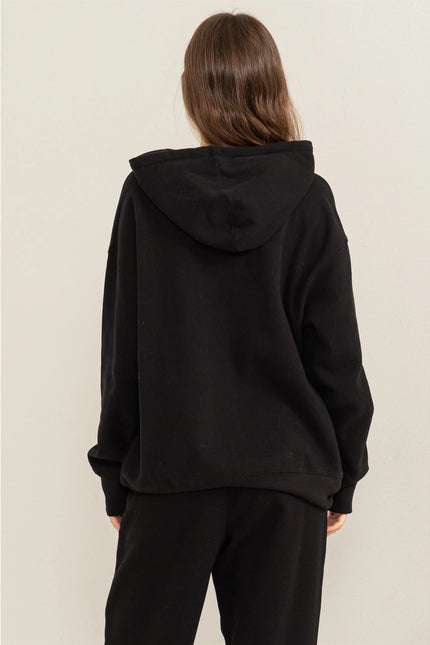 Weekend Chiller Drop Shoulder Oversized Hoodie - Black-Clothing - Women-HYFVE-Urbanheer