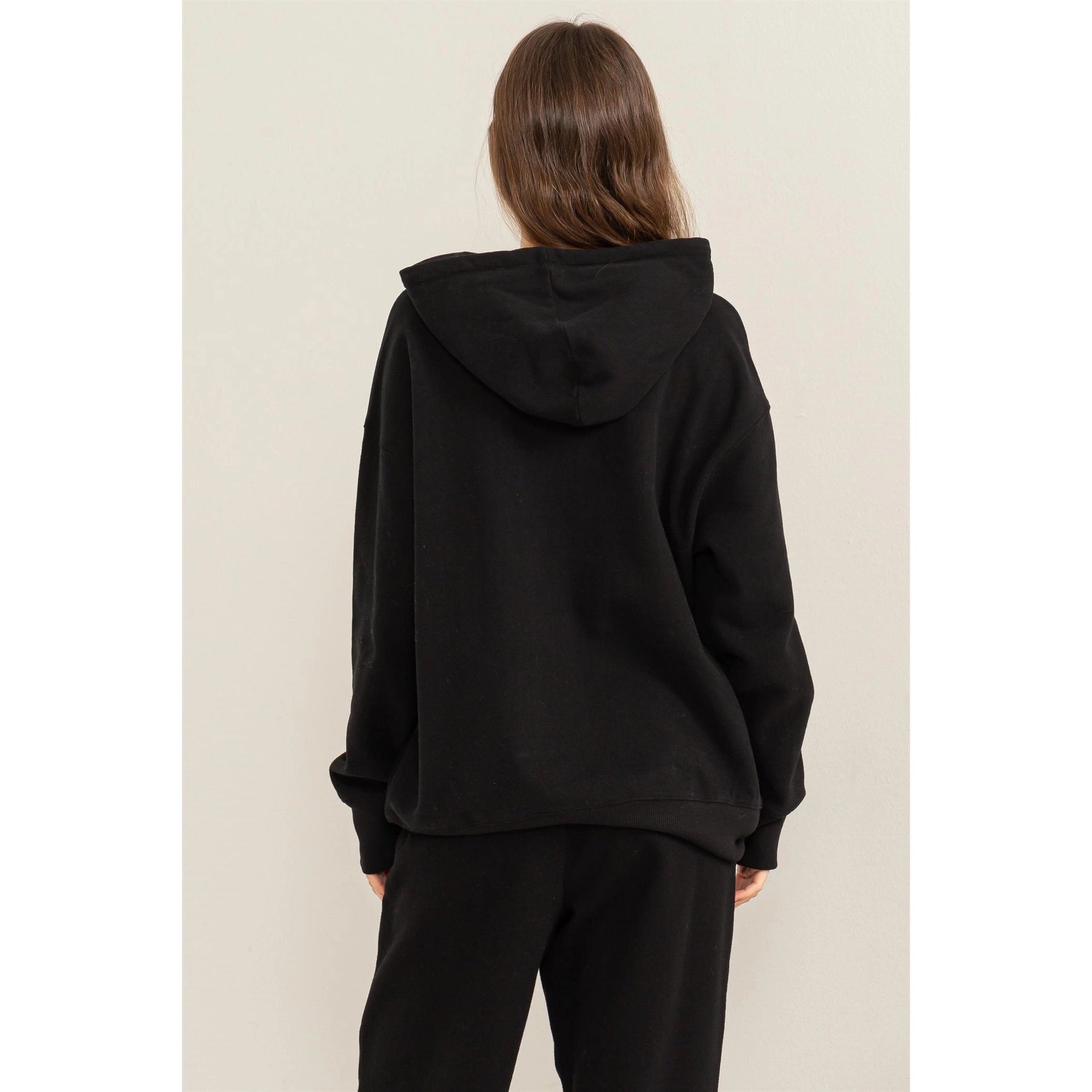 Weekend Chiller Drop Shoulder Oversized Hoodie - Black-Clothing - Women-HYFVE-Urbanheer