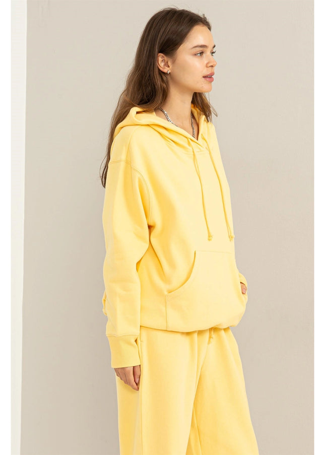 Weekend Chiller Drop Shoulder Oversized Hoodie - Banana Cream-Clothing - Women-HYFVE-Urbanheer