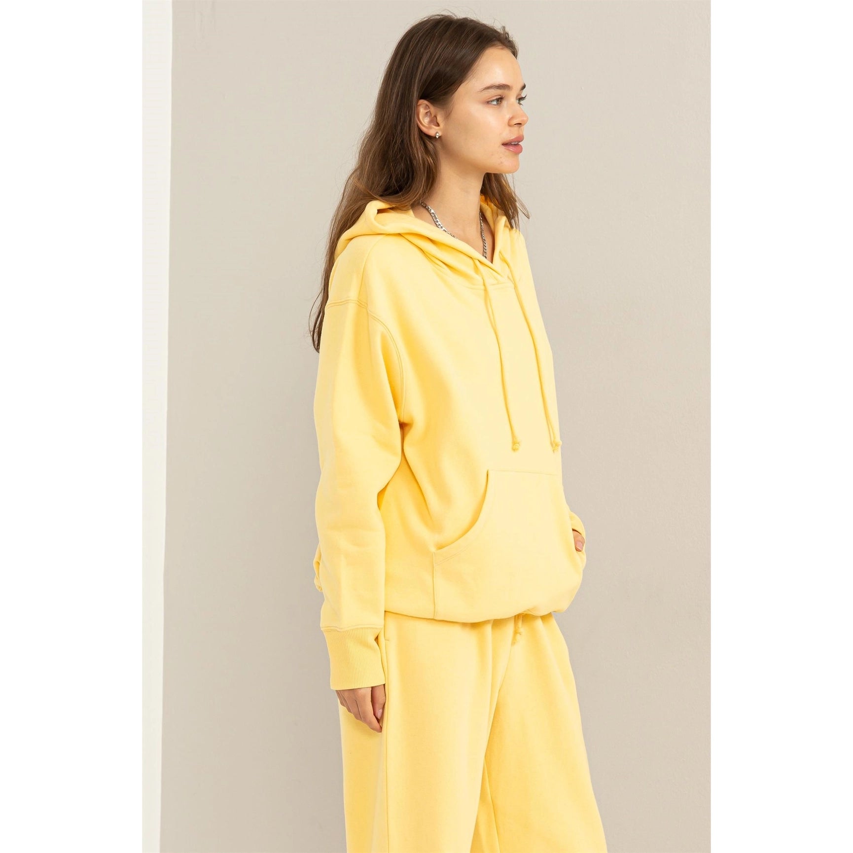 Weekend Chiller Drop Shoulder Oversized Hoodie - Banana Cream-Clothing - Women-HYFVE-Urbanheer