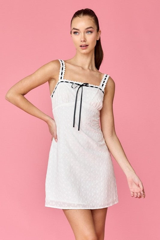 Nevaeh Eyelet Mini Dress White-Dress-Papermoon-Urbanheer