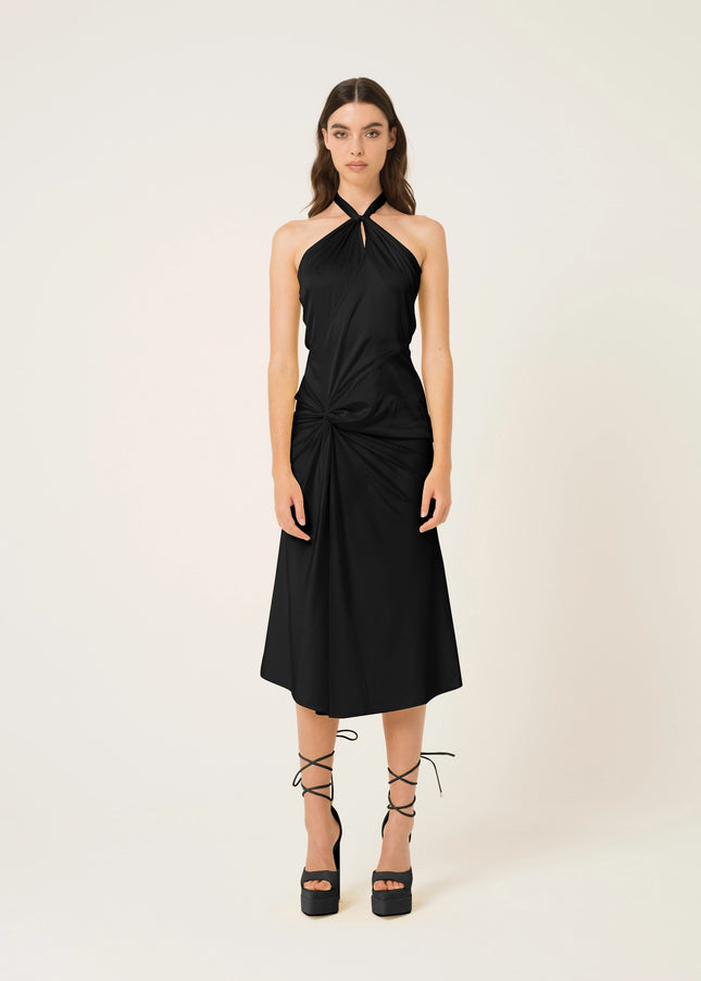 Serena Halter Neck Satin Midi Dress-Clothing - Women-Amy Lynn-Urbanheer