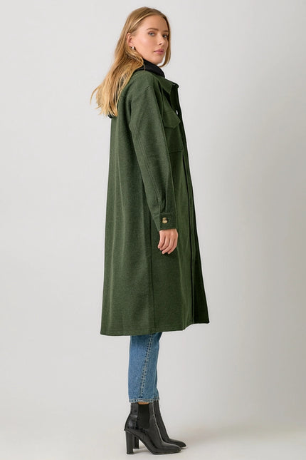 Twofer Hoodie Solid Coat Green