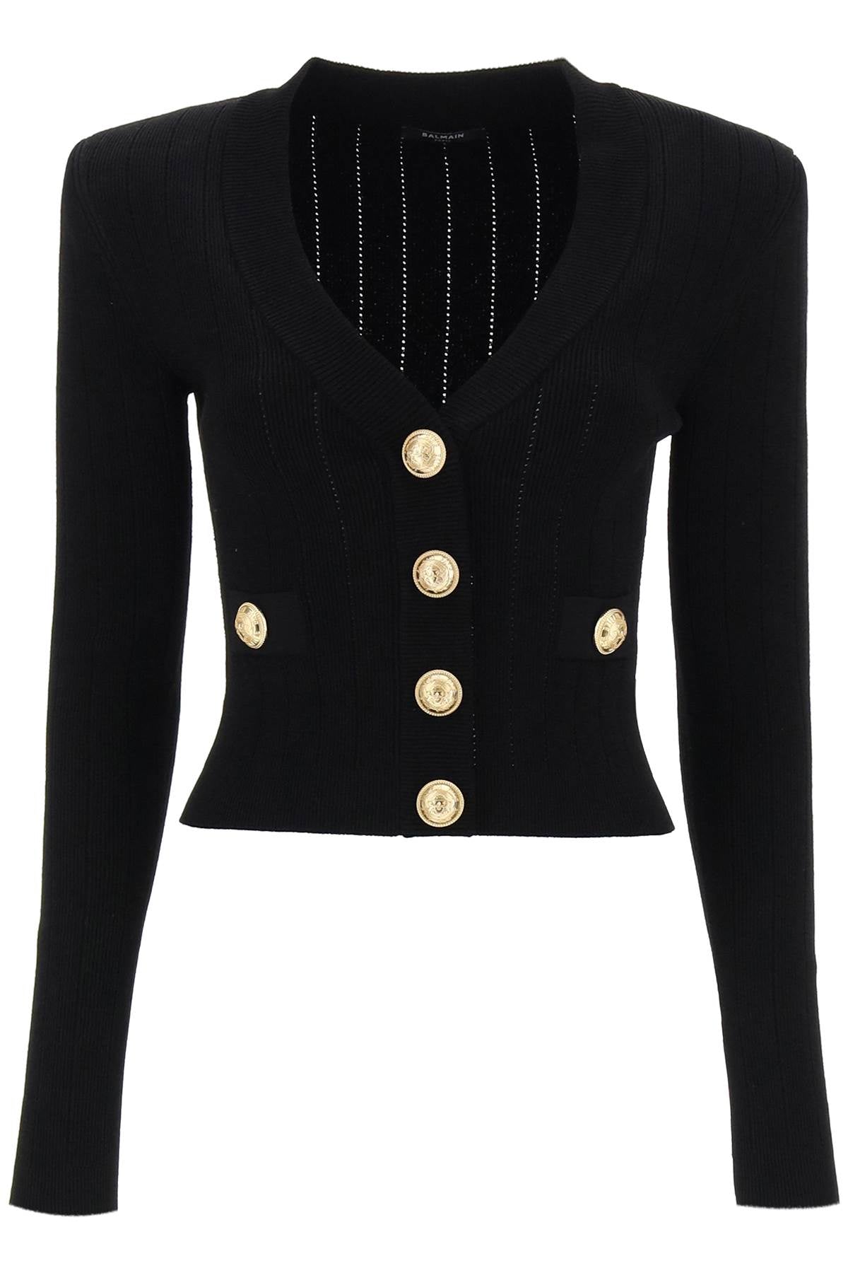 BALMAIN - Embossed-buttons Short Knitted Cardigan