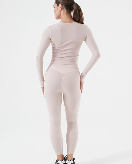 Rib Seamless Longsleeve Blush-Long Sleeve Tops-Nux Active-Urbanheer