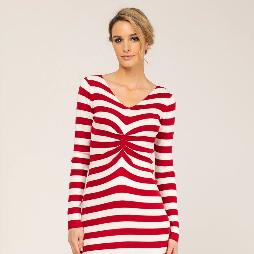 Tailored Striped Knit Dress-Clothing - Women-Tantra-One Size-Urbanheer