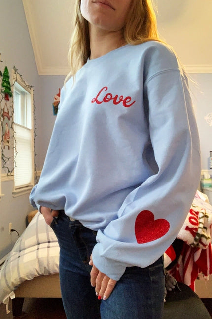 Valentines Day Glitter Heart Crewneck Sweatshirt-Sweatshirt-Lifestyle Outpost-Urbanheer