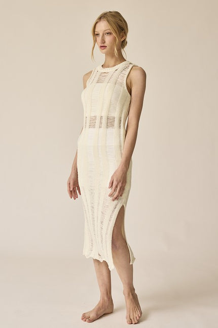 Lillian Ladder Knit Dress White-Dresses-Papermoon-Urbanheer