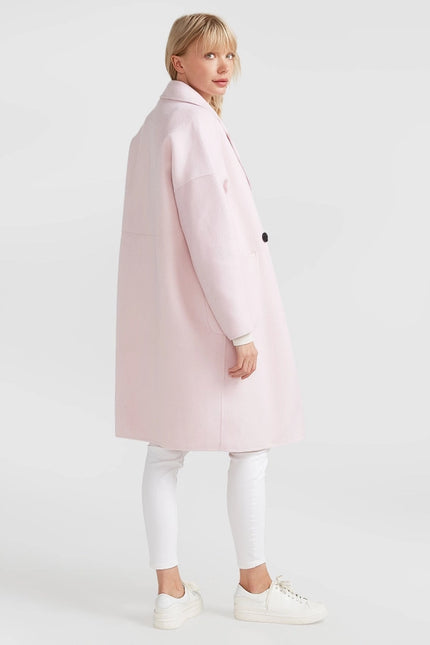 Publisher Double-Breasted Wool Blend Coat - Pale Pink-COAT-Belle & Bloom-Urbanheer