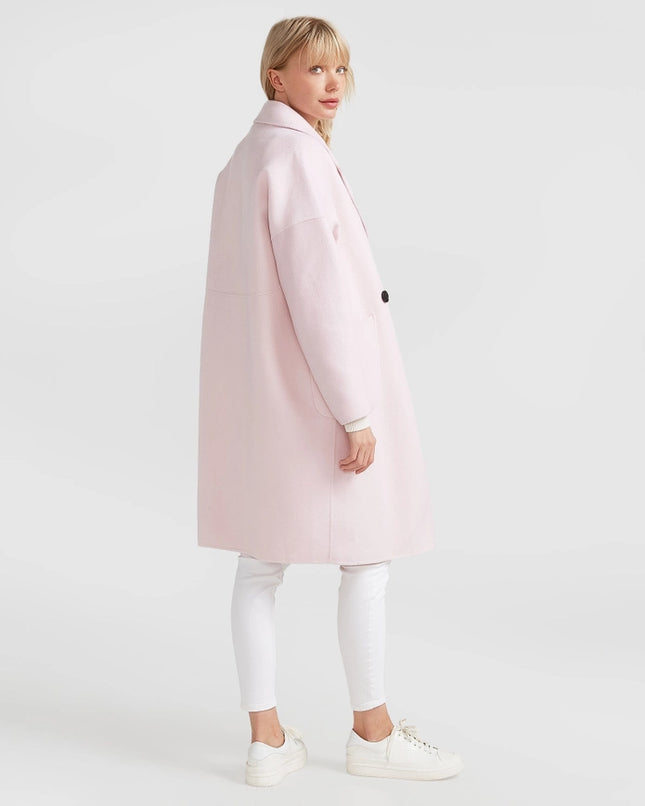 Publisher Double-Breasted Wool Blend Coat - Pale Pink-COAT-Belle & Bloom-Urbanheer