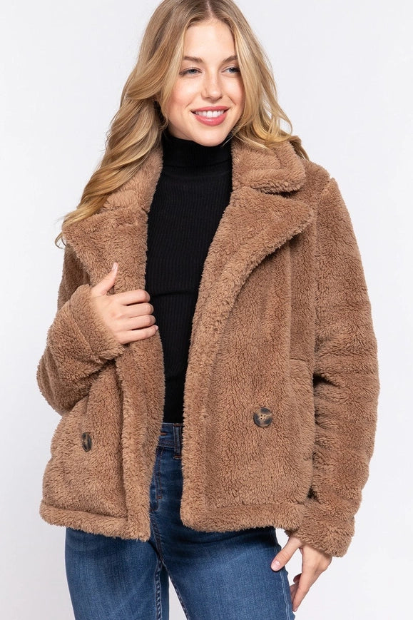 Faux Fur Sherpa Jacket Camel-Jacket-Blak Wardrob-M-Camel-Urbanheer