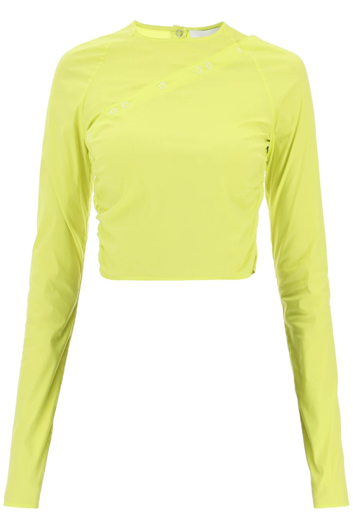 Convertible Cropped Top In Stretch Poplin - Yellow