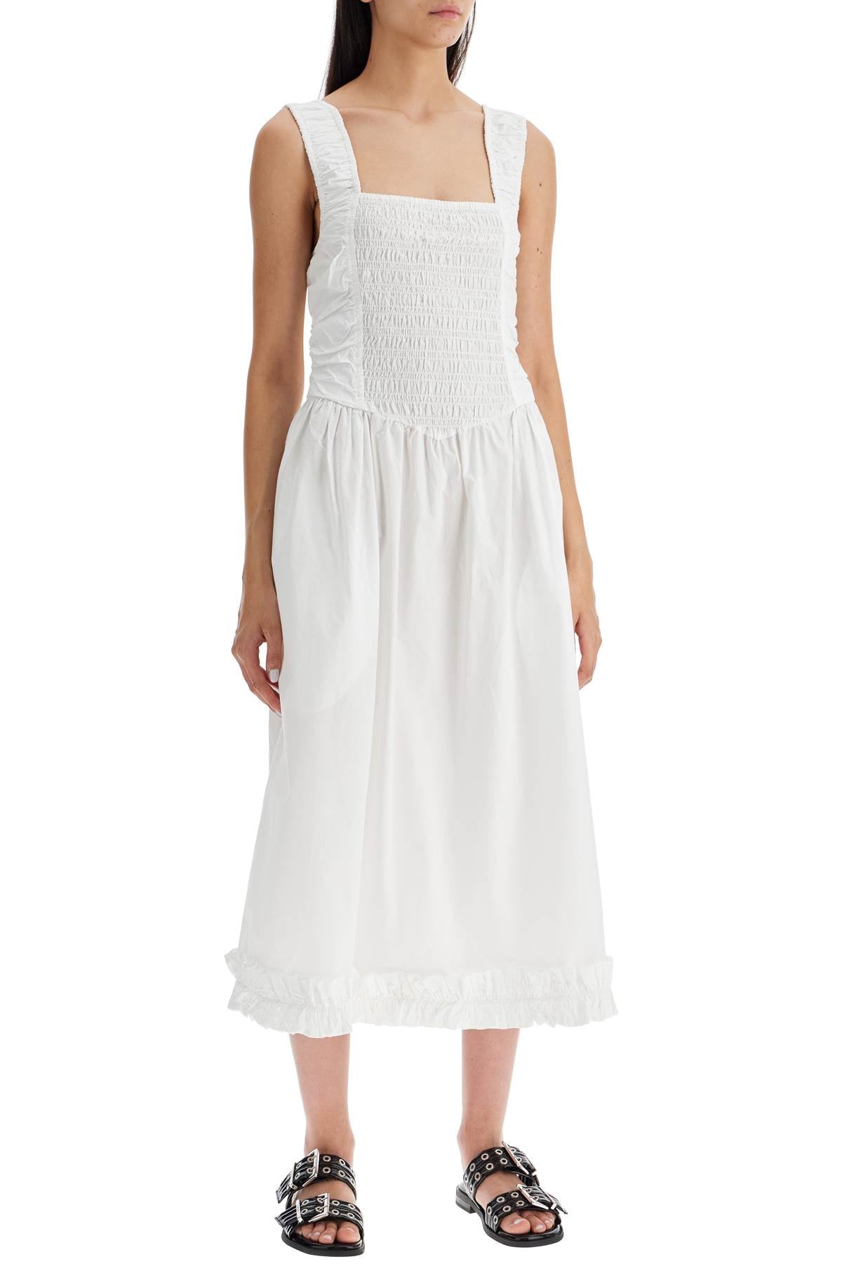 Cotton Poplin Midi Dress In