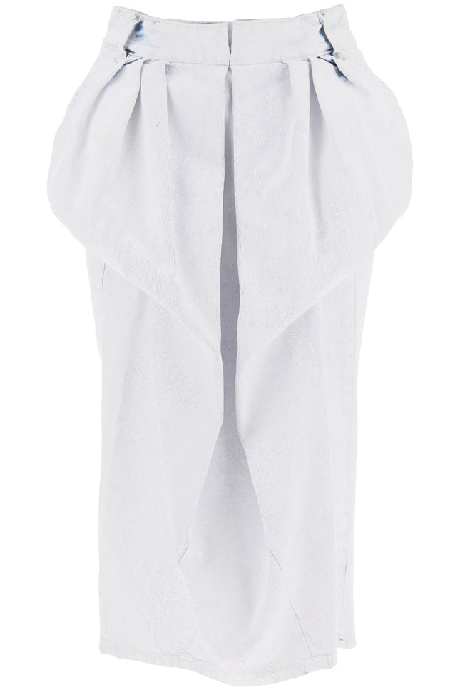 Crinkled Denim Ruffled Skirt - White