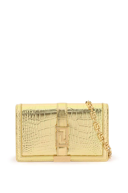 Croco-Embossed Leather Greca Goddes Crossbody Bag