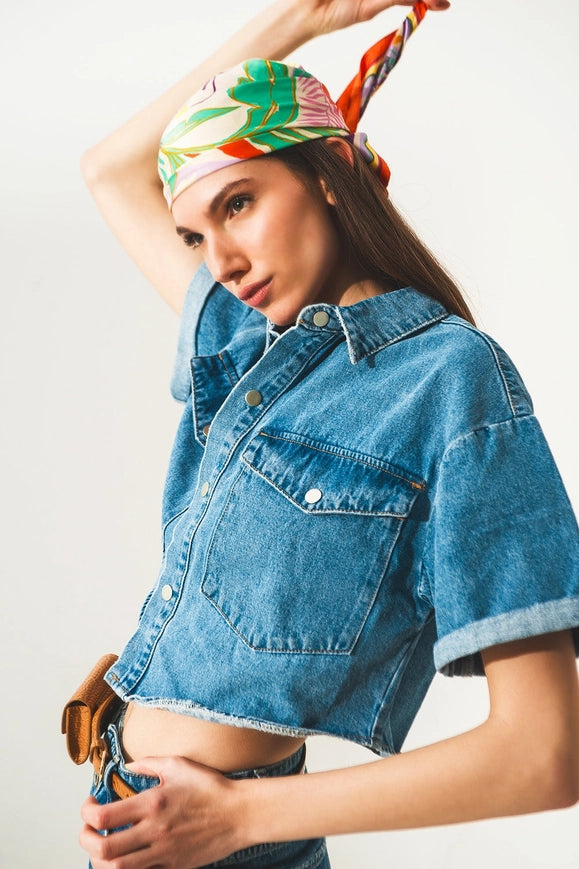 Denim Cropped Shacket in Authentic Blue-Shacket-Q2-Blue-M-Urbanheer