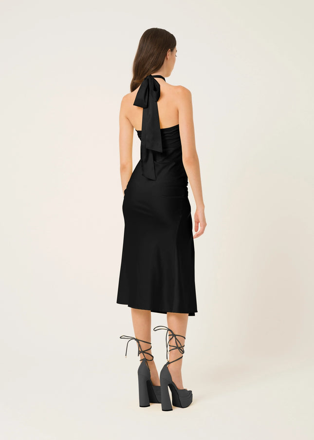 Serena Halter Neck Satin Midi Dress-Clothing - Women-Amy Lynn-Urbanheer