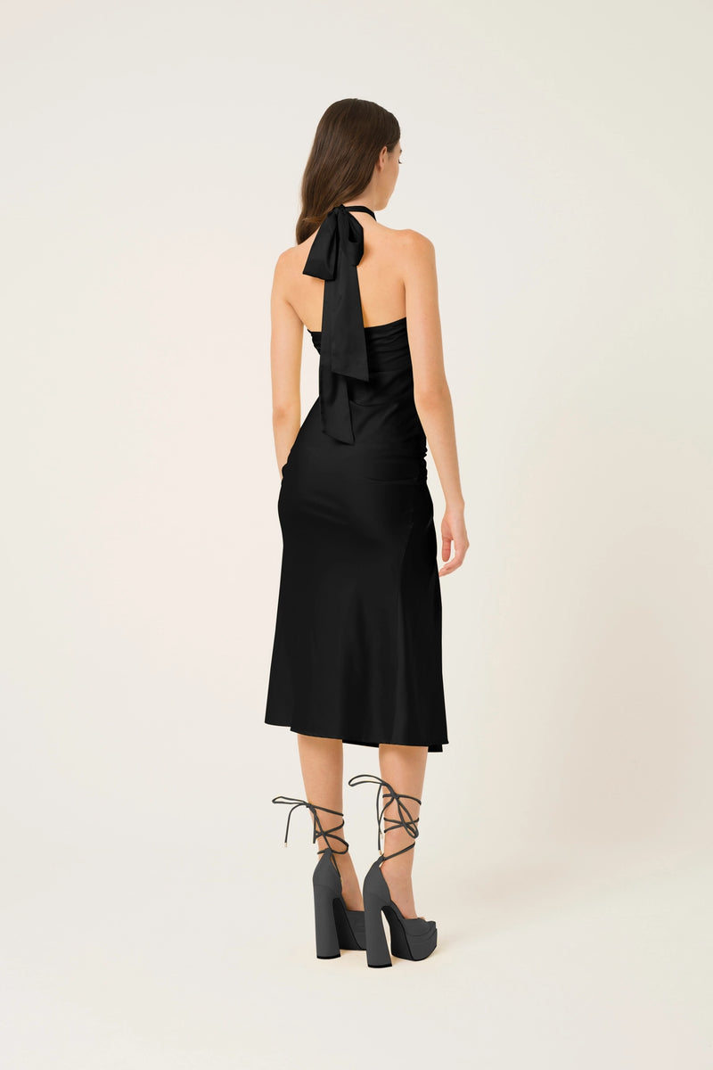 Serena Halter Neck Satin Midi Dress-Clothing - Women-Amy Lynn-Urbanheer