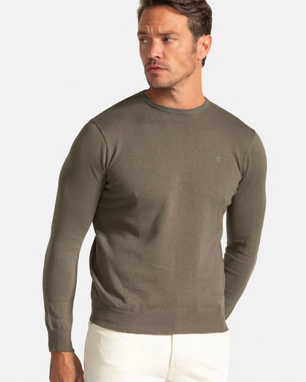 Khaki Round Neck Sweater-Sweater-Williot-Urbanheer